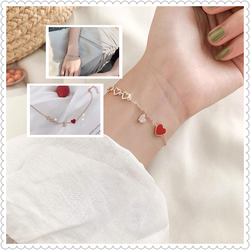 Vòng tay phối mặt hình trái tim đính đá zircon xinh xắn cho nữ | BigBuy360 - bigbuy360.vn