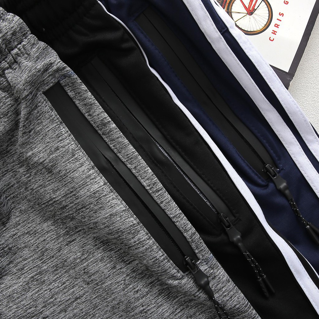 Quần short nam thể thao - quần đùi ba sọc nam cao cấp khóa kéo chống nước QS13 | BigBuy360 - bigbuy360.vn