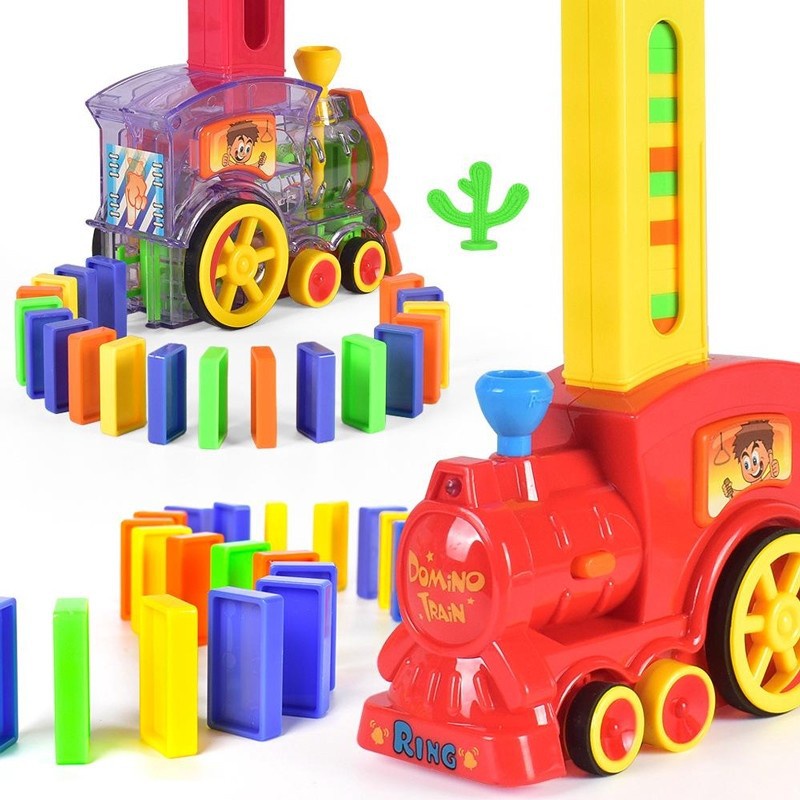Đồ chơi tàu hoả xếp hình Domino tự động cho bé thoả sức sáng tạo