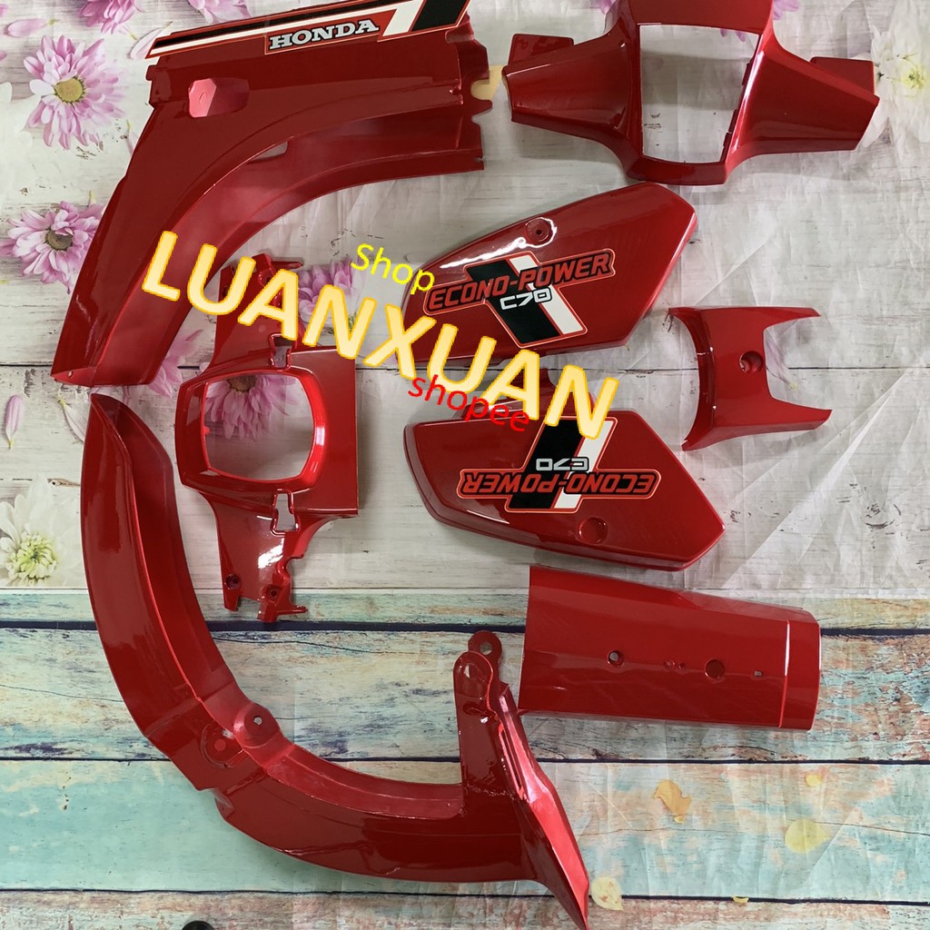 Dàn áo vỏ nhựa xe cub 82 -cub DD  MÀU ĐỎ -super cub đời cũ -nhựa ABS loại 1