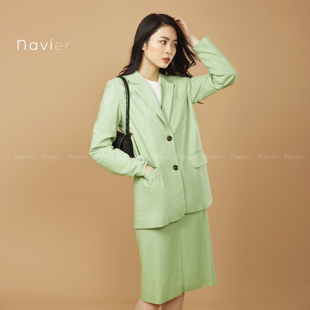 ÁO BLAZER NỮ HÀN QUỐC 2 LỚP DÁNG DÀI KÈM ĐAI NHIỀU MÀU - ÁO VEST NỮ CÔNG SỞ CAO CẤP LINEN VÉT B01 NAVIER | BigBuy360 - bigbuy360.vn