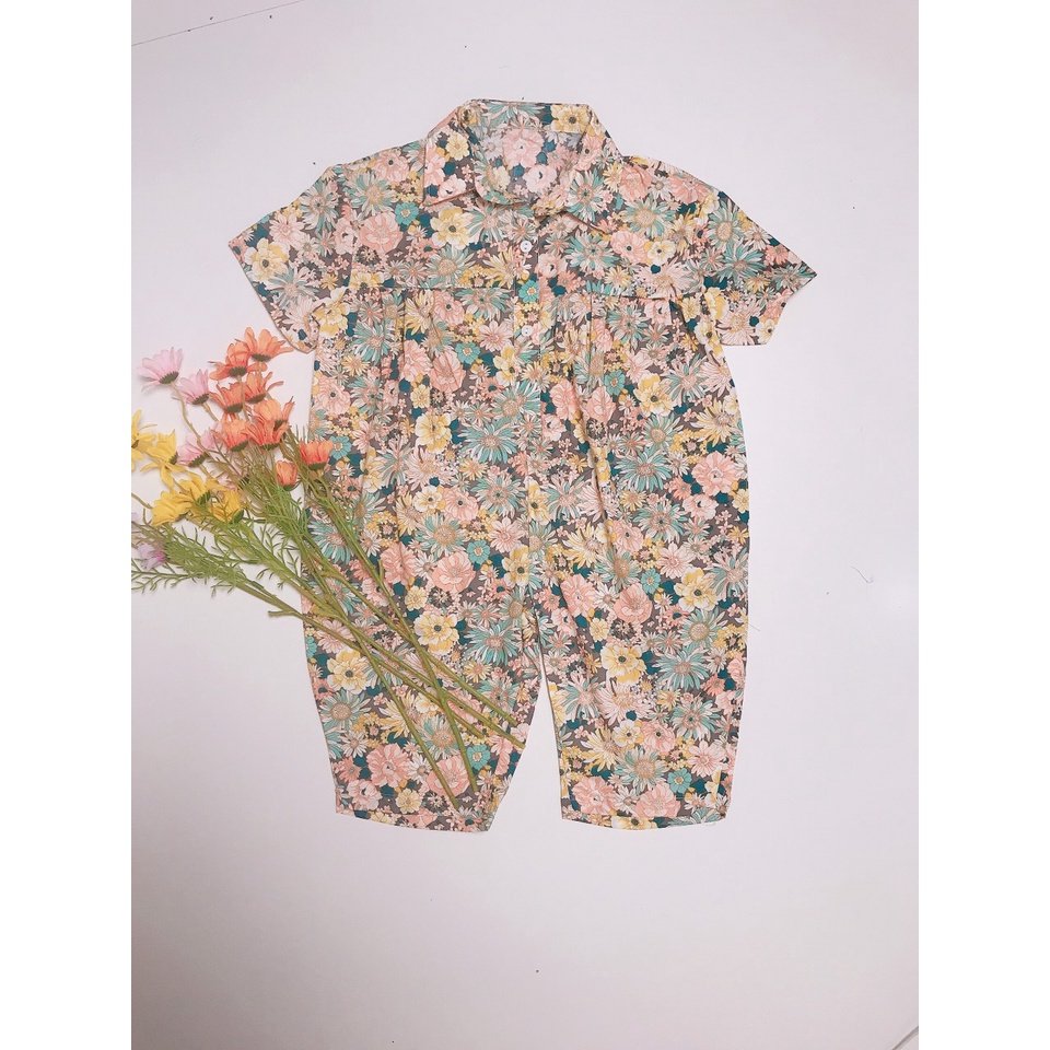 Áo liền quần Họa Tiết Hoa xinh xắn cho bé gái phong cách Hàn Quốc | BigBuy360 - bigbuy360.vn