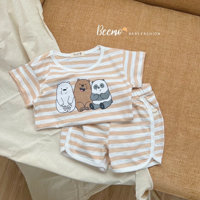 BEEMO - Bộ Cotton Kẻ Ngang Hoạt Hình We Bare Bears Siêu Hot Hit Cho Bé