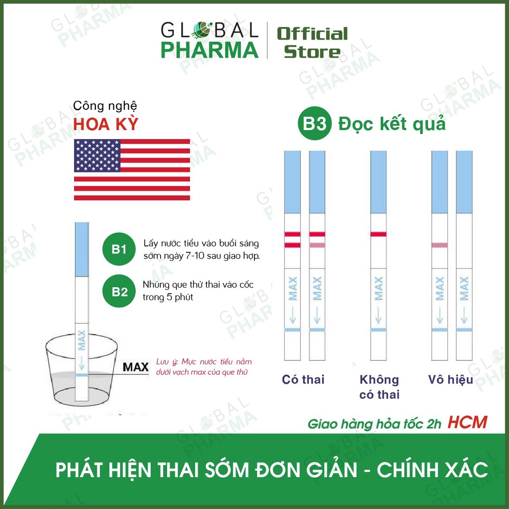 [CÔNG NGHỆ USA] Que Thử Thai Sớm AMESTICK (Hộp 1 Que + Cốc) - Độ Nhạy Cao