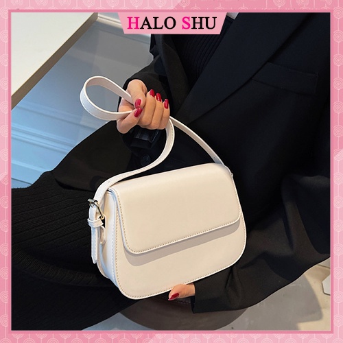 Túi cắp nách, túi đeo chéo da trơn basic dáng vuông size 20 phù hợp đi chơi HALO SHU mã BS002