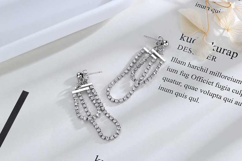 Khuyên Tai Tua Rua Dài Hai Lớp Đính Đá Zircon 22720