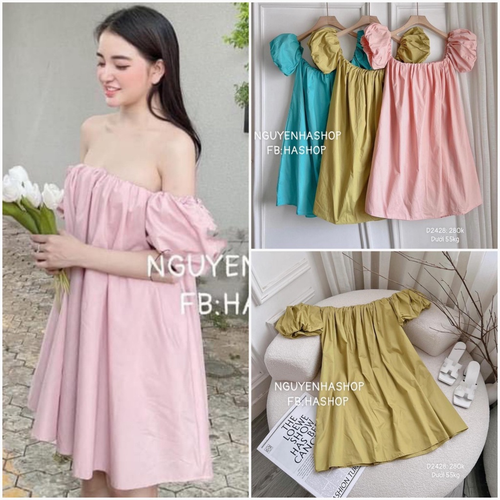 váy babydoll cộc tay vai bồng, đầm babydoll trơn 3 màu xinh xắn | BigBuy360 - bigbuy360.vn