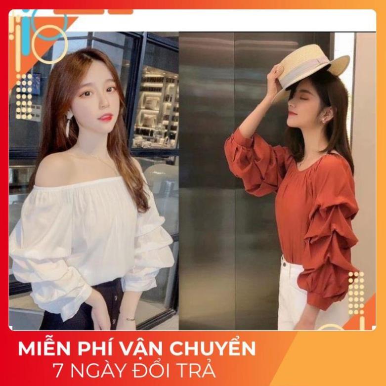 Áo sơ mi nữ tay bèo cổ tròn | Sơ Mi Lụa Dài Tay - Hàng VNXKK  FREESHIP ELLY CLOTHING1