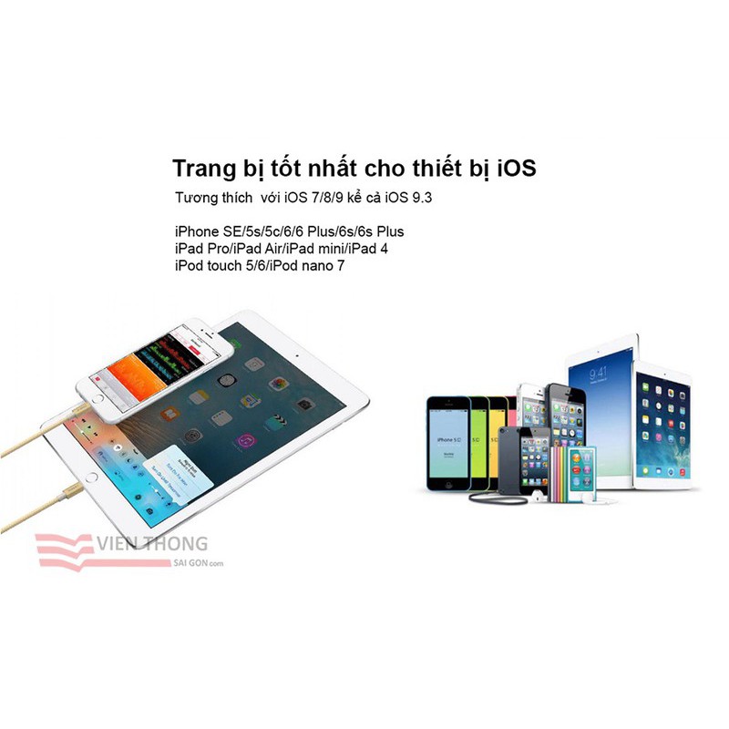 Cáp sạc iPhone iPad Romoss Lightning CB12N bọc Nylon Vàng - Hãng phân phối chính thức