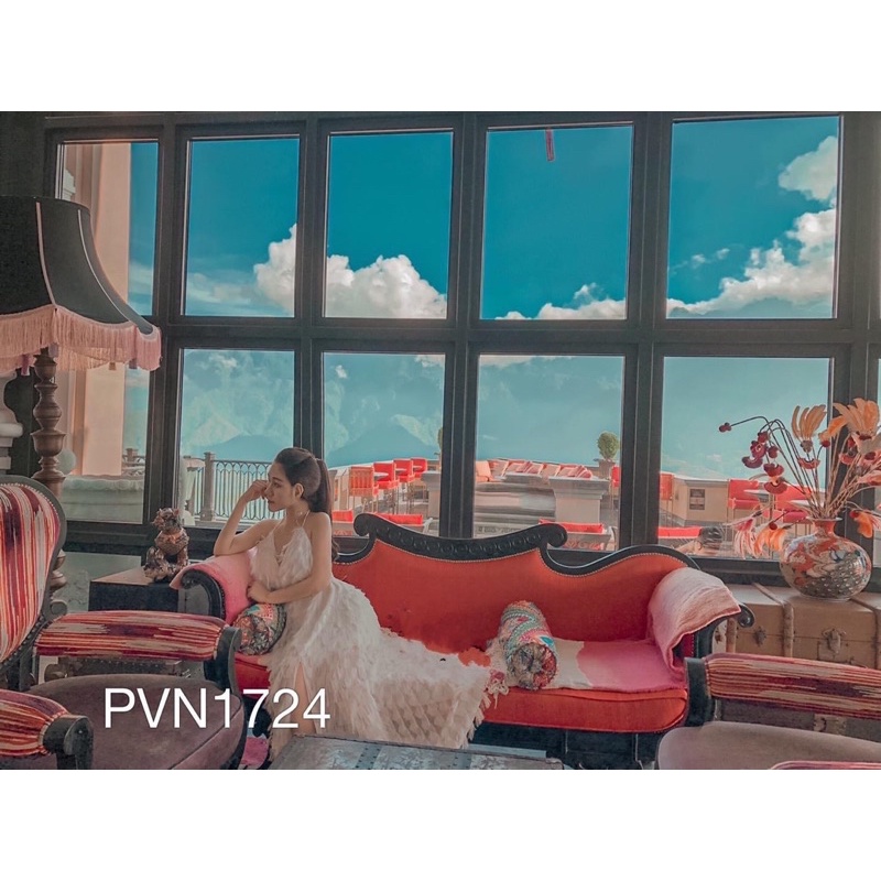 Đầm maxi lông vũ trắng