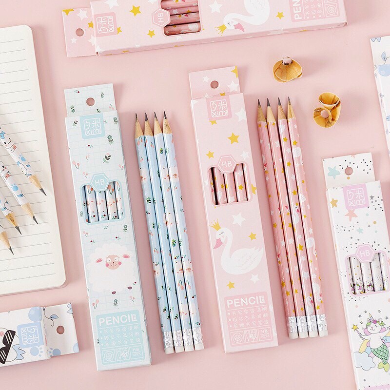 Set 10 Bút Chì Gỗ HB Kèm Tẩy Họa Tiết Hoạt Hình Cute Dễ Thương Cho Học Sinh Viết Chì Học Tập 2B Cho Bé Giá Rẻ Học Sinh