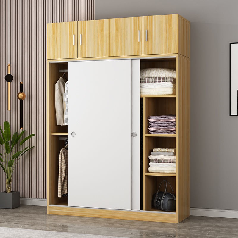 Tủ quần áo gỗ nguyên khối cửa lùa đơn giản hiện đại cho thuê nội thất phòng ngủ tiết kiệm kho
