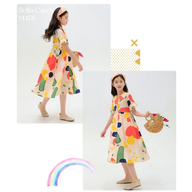 Váy đầm bé gái dễ thương mềm mại dáng babydoll trơn vải Kate mềm nhập cao cấp mùa hè Haivanco thời trang bé gái 12-45kg