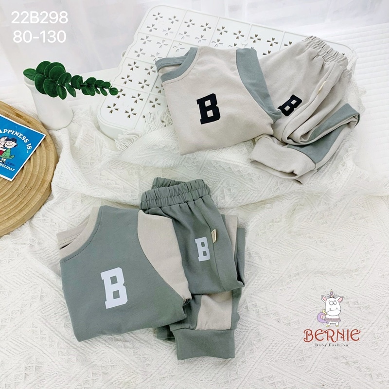 Bộ thể thao chữ B dài tay bé trai