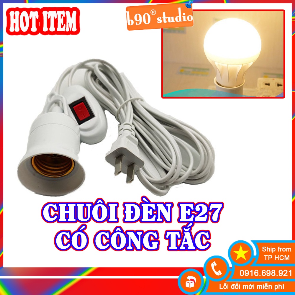 🔥 GIÁ SỈ 🔥 Đuôi Chuôi Đèn Đèn E27 Dây Dài 3M/4M Có Dây 2 Chấu Công Tắc Sử Dụng Khắp Nơi Trong Gia Đình