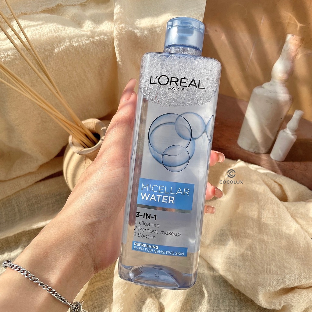 Nước Tẩy Trang  Loreal- L'Oreal Paris 3-in-1 Micellar 400ml Cho Da Khô, Da Dầu Mụn, Nhạy Cảm
