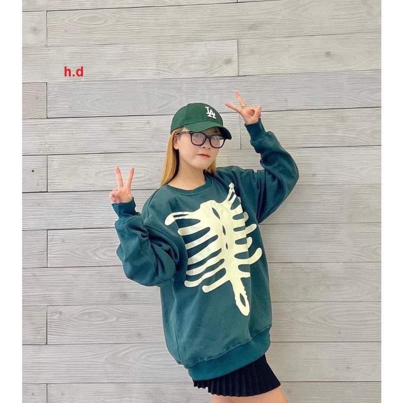 Áo nỉ bo cotton rêu xương 5D HD12