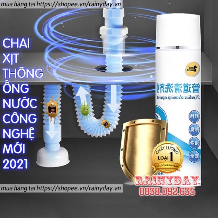 Thông tắc bồn rửa bát, chai xịt thông bồn rửa mặt bồn rửa chén vệ sinh khử mùi cống, ống thoát nước