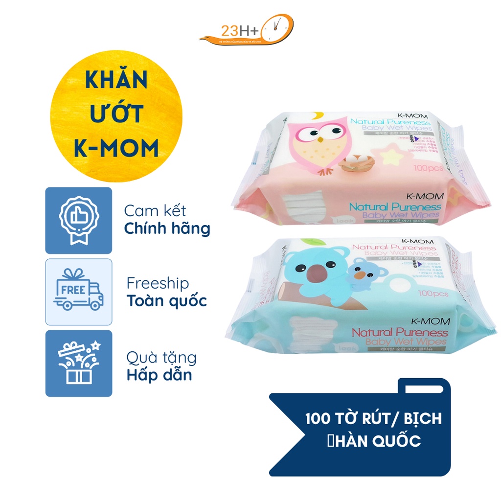 KHĂN GIẤY ƯỚT CAO CẤP K-MOM HÀN QUỐC 100 TỜ