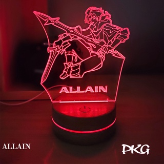 Đèn Ngủ Led 3D tướng ALLAIN Liên Quân Arena Of Valor cảm ứng có điều khiển từ xa nháy 16 màu 4 chế độ nháy DN376