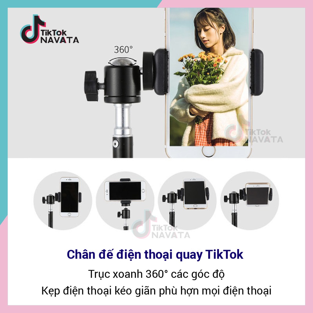 Chân đế điện thoại Tripod quay TikTok, chân đèn livestream giá đỡ Cao 2m1 loại chắc chắn chịu lực tốt | BigBuy360 - bigbuy360.vn