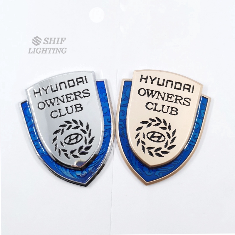 Miếng Dán Xe Logo Kiểu Chữ Hyundai Owners Club Kim Loại
