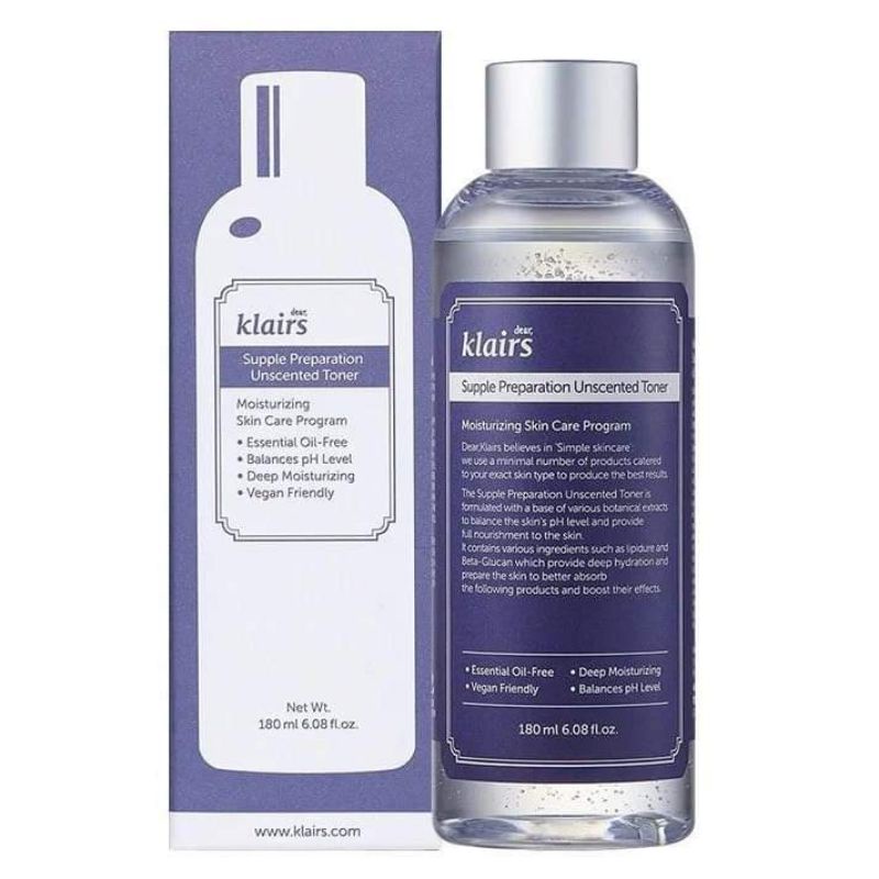 𝐓𝐨𝐧𝐞𝐫 𝐊𝐋𝐀𝐈𝐑𝐒 𝐒𝐮𝐩𝐩𝐥𝐞 𝐏𝐫𝐞𝐩𝐚𝐫𝐚𝐭𝐢𝐨𝐧 𝐅𝐚𝐜𝐢𝐚𝐥 𝐓𝐨𝐧𝐞𝐫 𝟏𝟖𝟎𝐦𝐥_Toner Klairs không mùi