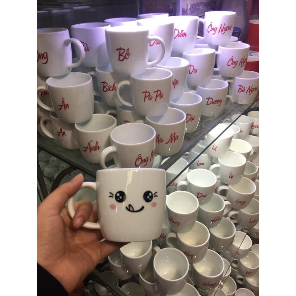 Cốc sứ in tên-cốc in tên riêng Gốm Bát Tràng nổi tiếng. Nhận đặt cốc Tên theo yêu cầu