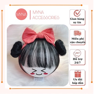 Băng Đô Tóc Giả Cho Bé Gái Turban Thắt Nơ Vải Cotton  MYNA KIDS Màu Sắc Dễ Thương Cho Bé Gái Từ 0-1 Tuổica
