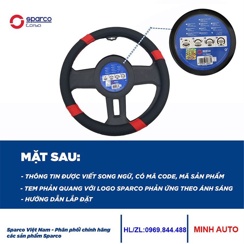 Bọc Vô Lăng Sparco Italia Cao Cấp HÀNG CHÍNH HÃNG cho các dòng ô tô xe 4 đến 7 chỗ bao gồm cả SUV và Mini SUV