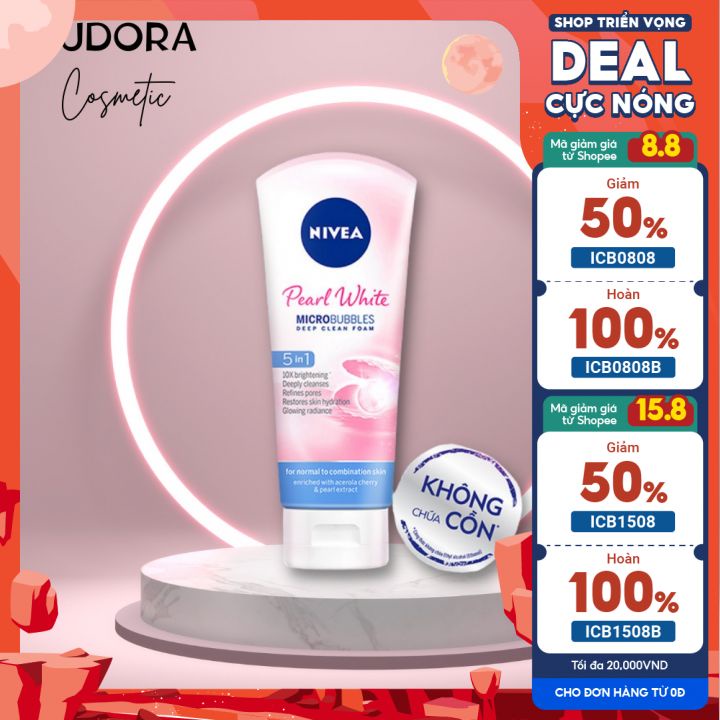 Sữa Rửa Mặt NIVEA Pearl White Giúp Trắng Da Ngọc Trai Nữ 20g Audora Mỹ Phẩm Chính Hãng