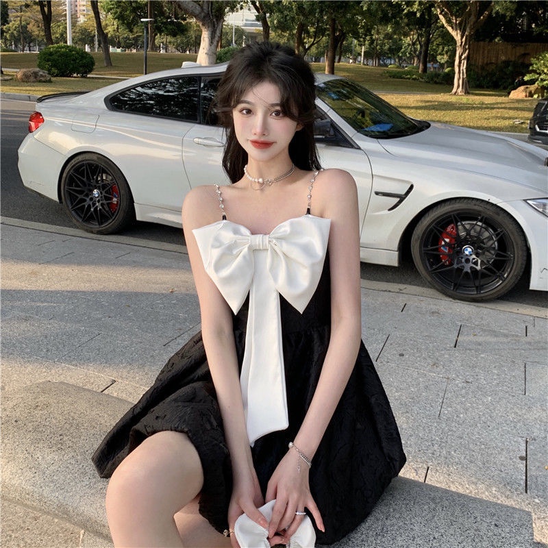 Đầm Hai Dây Phối Nơ Nhỏ Phong Cách Pháp Ngọt Ngào Thời Trang Mùa Hè Mới Dành Cho Bạn Nữ