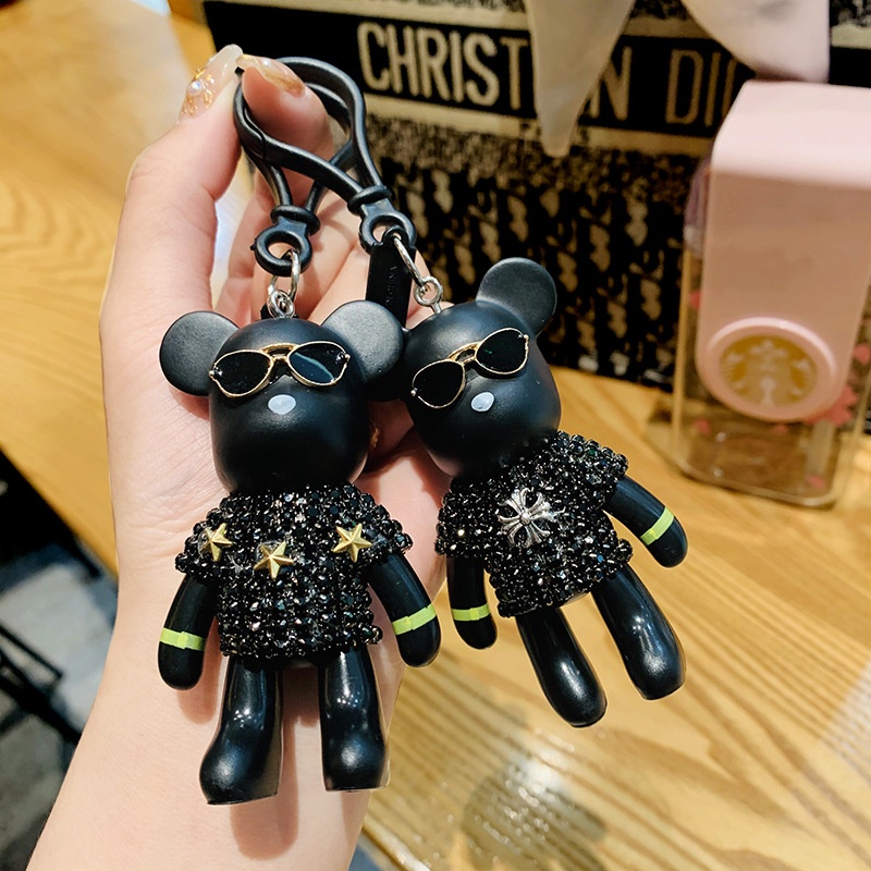 Móc Khóa BEARBRICK Cao Cấp, Móc Khóa Phụ Kiện,Ô tô, Túi Xách-Freeship-Gấu Bearbrick đính đá cao cấp