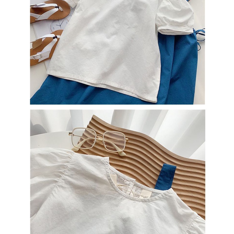 [Hàng Mới Về] Set Áo Sơ Mi Và Đầm Yếm Phong Cách Phương Tây Cho Bé Gái 5 Món