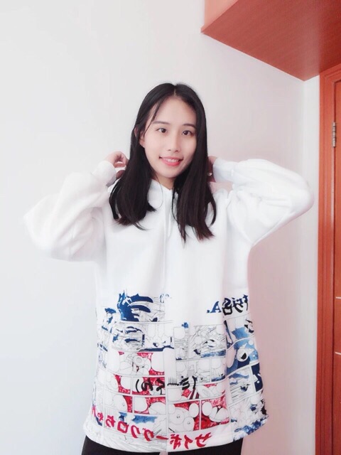 [Có sẵn] Áo hoodie trắng hoạt hình ulzzang | BigBuy360 - bigbuy360.vn