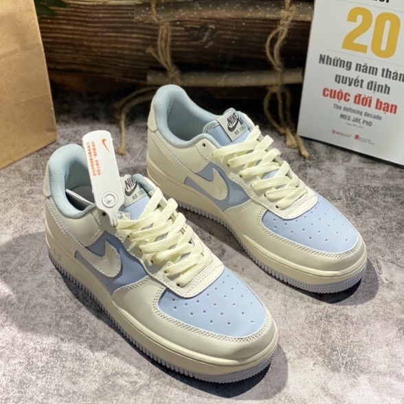 Giày thể thao AF1 trắng xanh kem, Giày sneaker cao cấp.