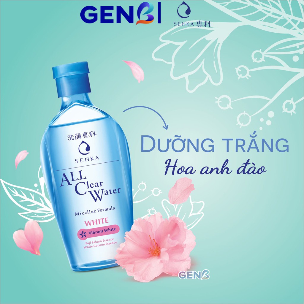 Nước Tẩy Trang SENKA 230g [KHÔNG CỒN] Dưỡng Trắng MICELLAR ALL CLEAR WATER WHITE Tẩy Trang Điểm Da Dầu Mụn Mỹ Phẩm GENB