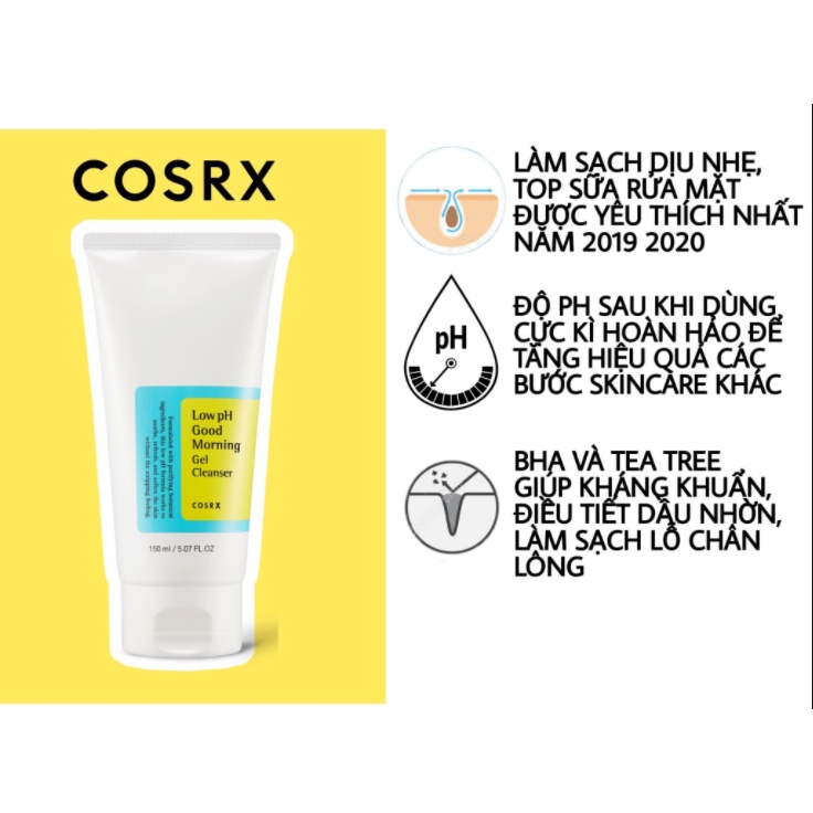 Sữa Rửa Mặt COSRX Low pH Good Morning Gel Cleanser 150ml | BigBuy360 - bigbuy360.vn