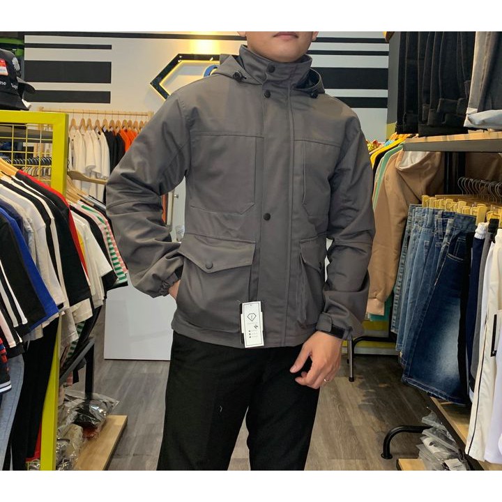 Áo khoác kaki hàn lót lưới cao cấp nhiều túi màu đen, xám xanh, xám nâu | BigBuy360 - bigbuy360.vn