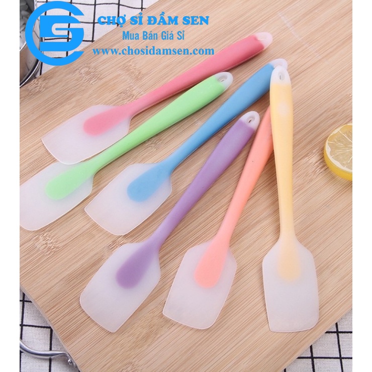 Cây quét kem nhiều màu G233-QuetKem-Mau, Phới dẹt trộn bột silicone đúc liền lõi màu, Spatula- cây trộn bột, cây vét thự
