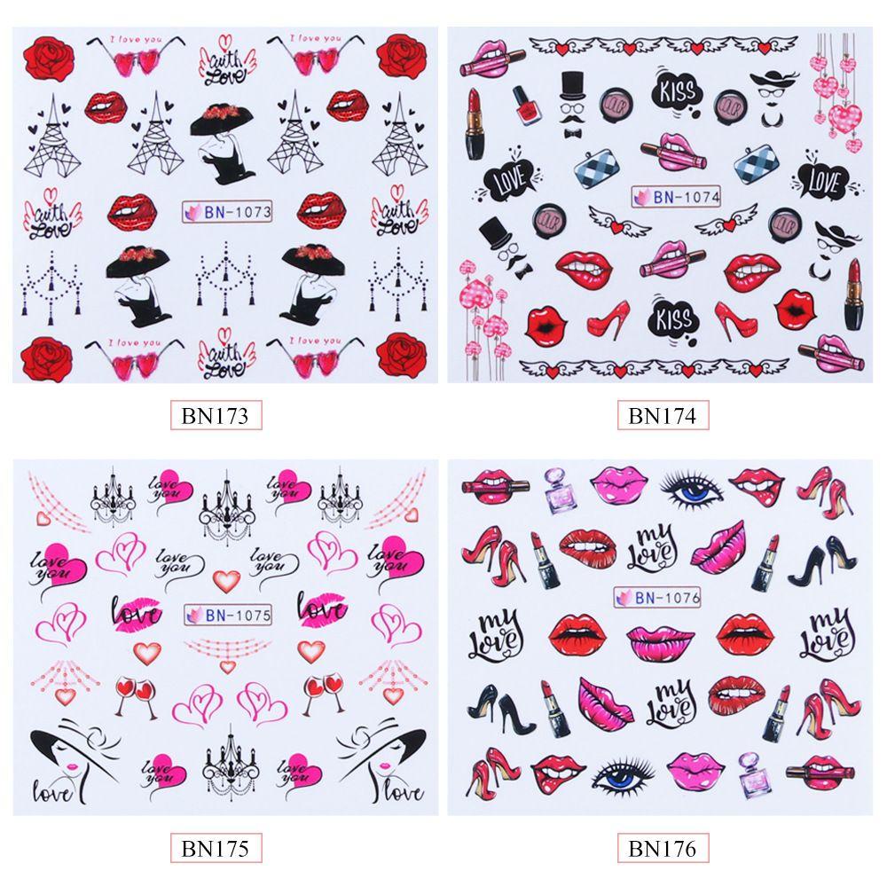 Set 12 Hình Dán Móng Tay / Môi DIY Thiết Kế Gợi Cảm