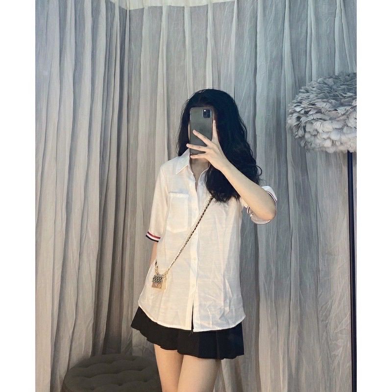 Áo sơ mi viền tay quốc dân, Áo sơ mi  tay ngắn viền Hàn Quốc