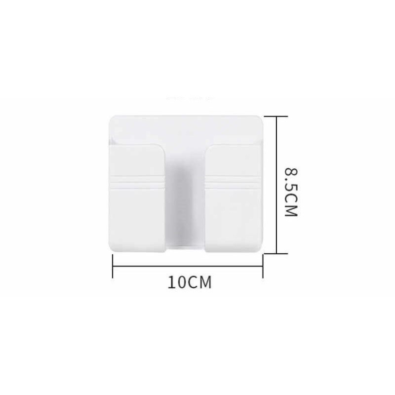Kệ Dán Tường Để Remote, Giá Đỡ Sạc Điện Thoại - Có Móc Treo Giữ Dây Tiện Lợi