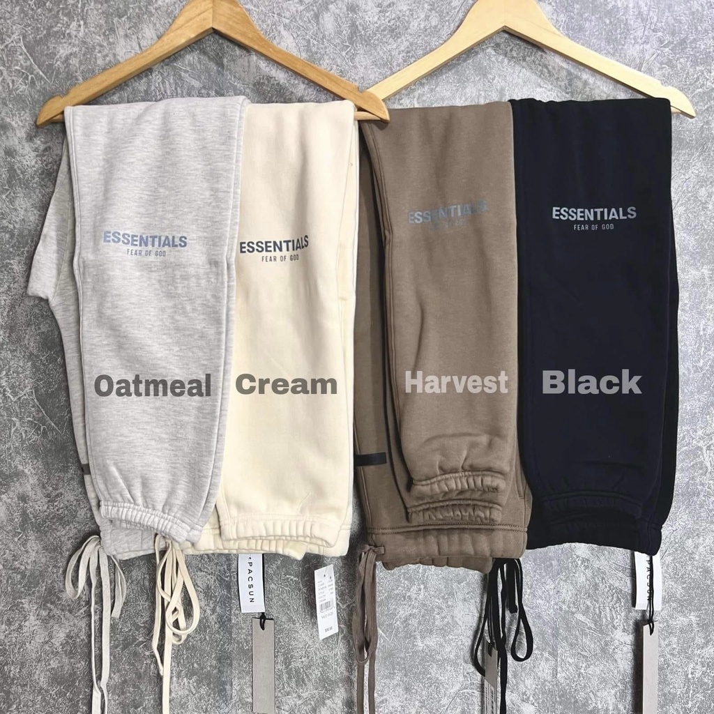 Quần pants FEAR OF GOD FOG ESSENTIALS SS21 bản cao cấp, Quần nỉ nam FOG ESSENTIALS in chữ phản quang chất liệu nỉ bông