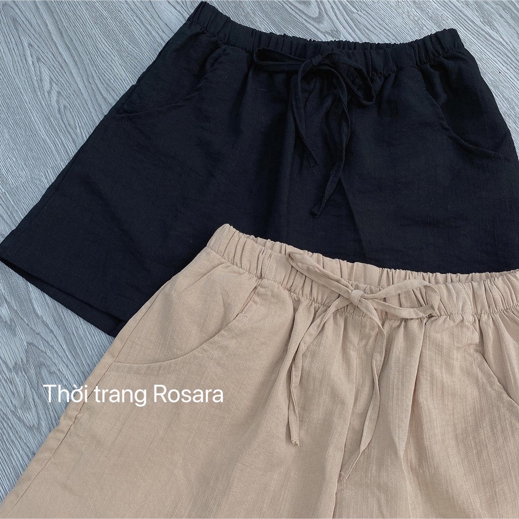 Quần shorts thời trang nữ đẹp ống rộng cạp chun chất đũi Rosara SP99 | BigBuy360 - bigbuy360.vn