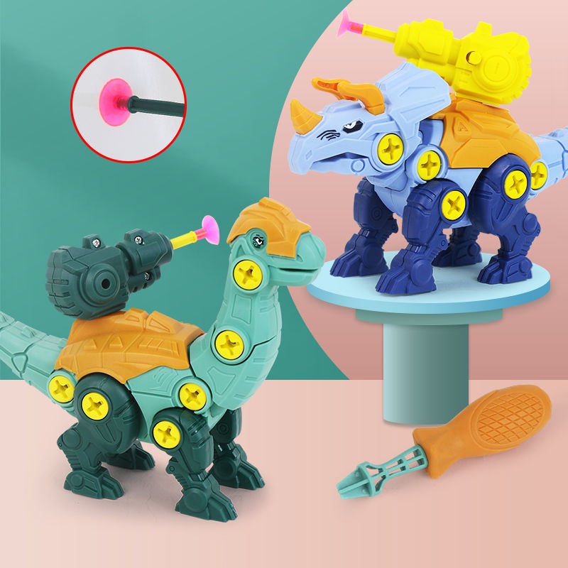 Bộ đồ chơi khủng long có khoan xoay 360 độ cho trẻ em DIY