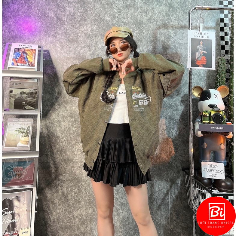 Áo Khoác Nữ Bomber Unisex Nhung Tâm Thêu Chữ_Chất Nhung Dày Dặn Mịn Xịn Thêu Sắc Nét Po Len Dệt Kim Cao Cấp