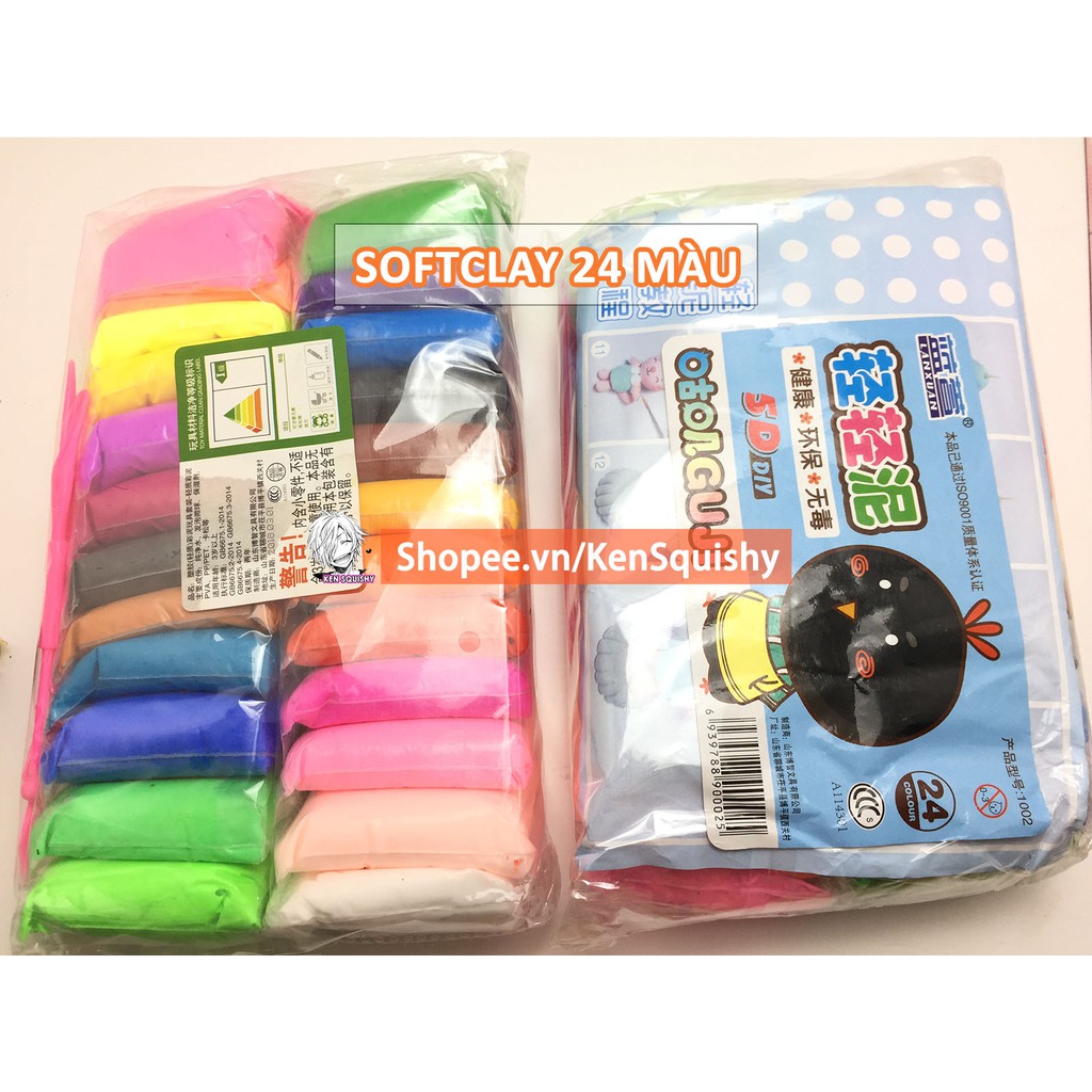 Bộ Đất Sét Soft Clay 24 Màu Siêu Nhẹ