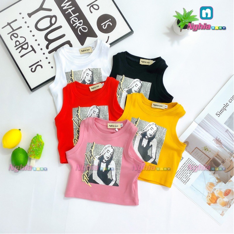 Áo thun croptop ba lỗ NGHĨA BABY AT17 dành cho bé gái!