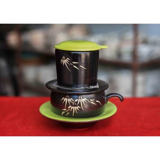 Phin cafe thấp khắc trúc men gốm